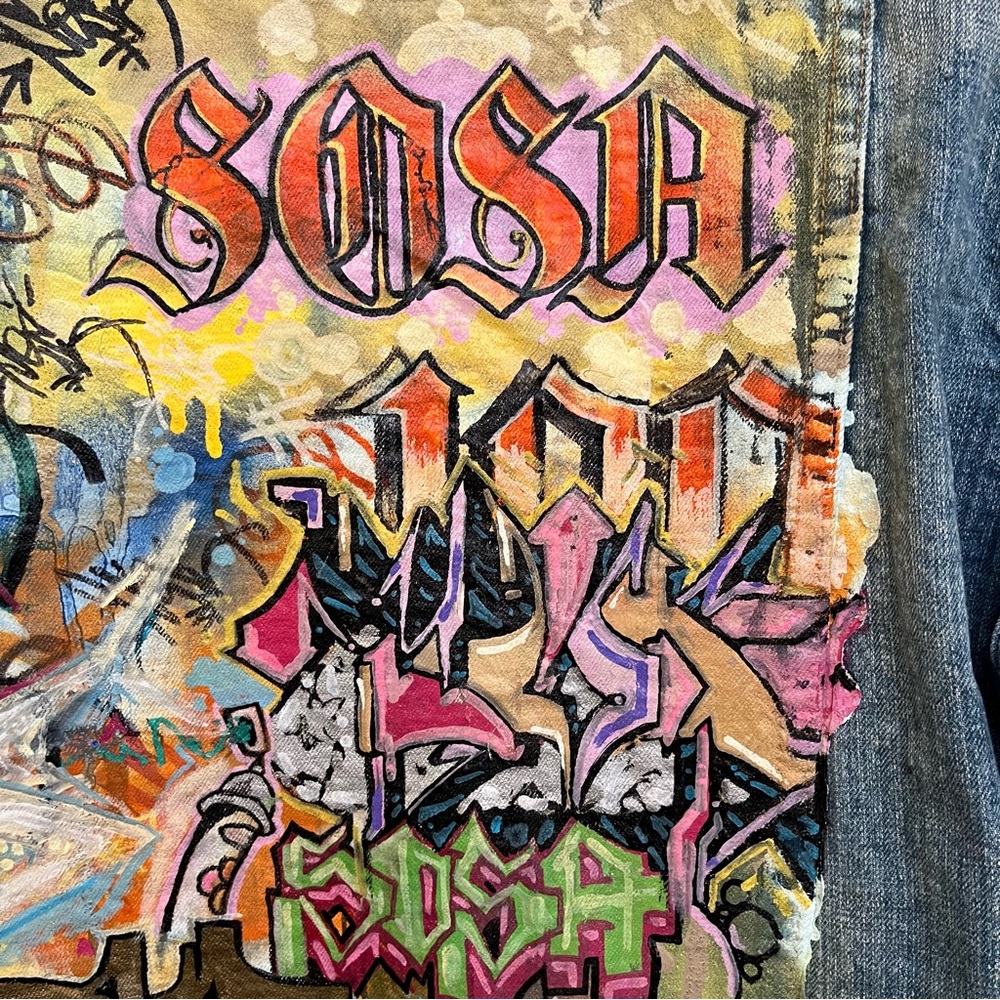 Vintage size medium - NYC graff artist painted Jean jacket street art - graffiti - Picture 7 of 9
